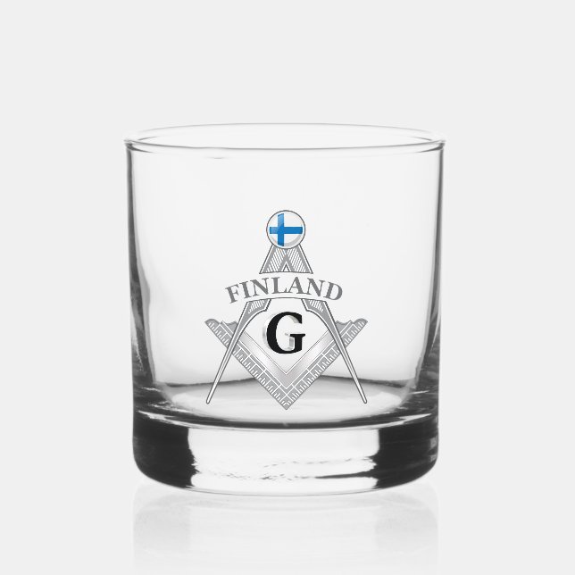 Finland freemasonry sign whiskey glass (Front)