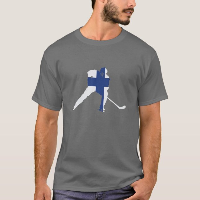 Finland Ice Hockey Fin Player Finnish Team Stick P T-Shirt (Front)