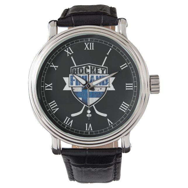 Finland Ice Hockey Logo Shield Wrist Watch (Front)