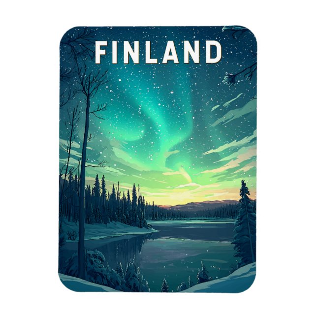 Finland Illustration Travel Art Vintage Magnet (Vertical)