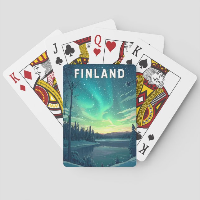 Finland Illustration Travel Art Vintage Playing Cards (Back)