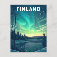 Finland Illustration Travel Art Vintage