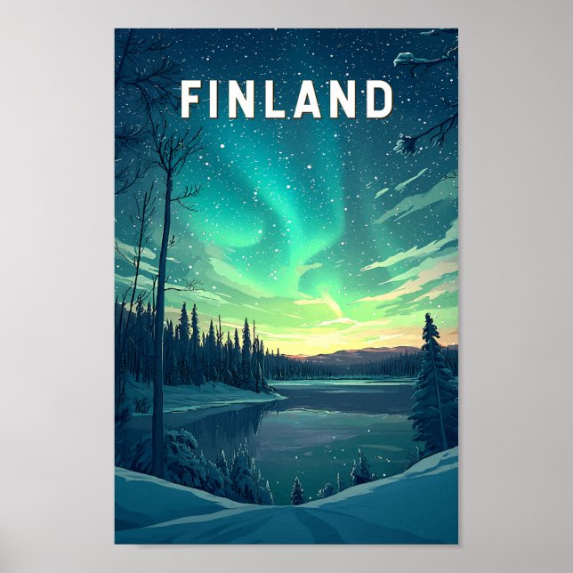 Finland Illustration Travel Art Vintage Poster (Front)