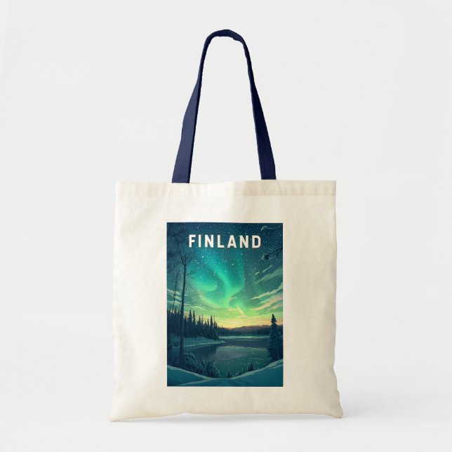 Finland Illustration Travel Art Vintage Tote Bag (Front)