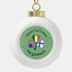 Finland Ireland USA Shamrock Flag Personalised Ceramic Ball Christmas Ornament