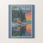 Finland Lake Travel Art Vintage Jigsaw Puzzle<br><div class="desc">Finland retro vector travel design. From vibrant Helsinki to the snowy magic of Lapland,  Finland offers a peaceful yet adventurous escape into the heart of Scandinavia.</div>