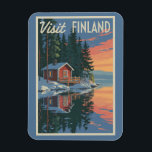 Finland Lake Travel Art Vintage Magnet<br><div class="desc">Finland retro vector travel design. From vibrant Helsinki to the snowy magic of Lapland,  Finland offers a peaceful yet adventurous escape into the heart of Scandinavia.</div>