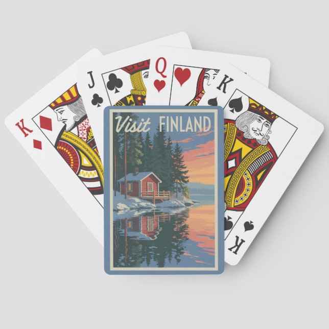 Finland Lake Travel Art Vintage Playing Cards (Back)