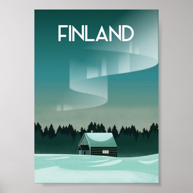 Finland Lapland  winter northern lights Poster (Front)
