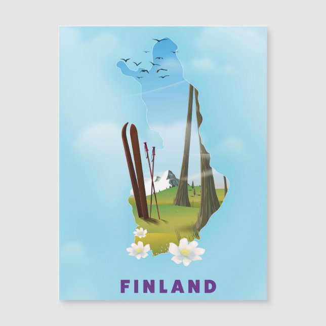 Finland map Illustrated travel poster (Front)