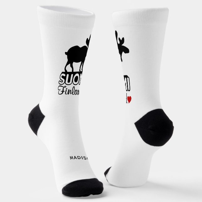 Finland Moose custom name Socks (Angled)