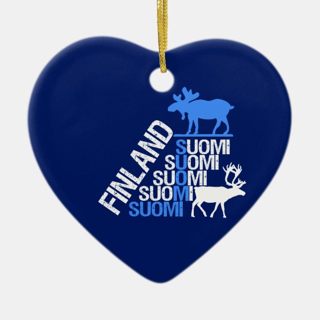 Finland Moose & Reindeer ornament - customise (Front)