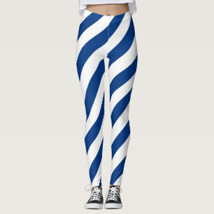 Finland National Flag Colours Diagonal Striped Leggings