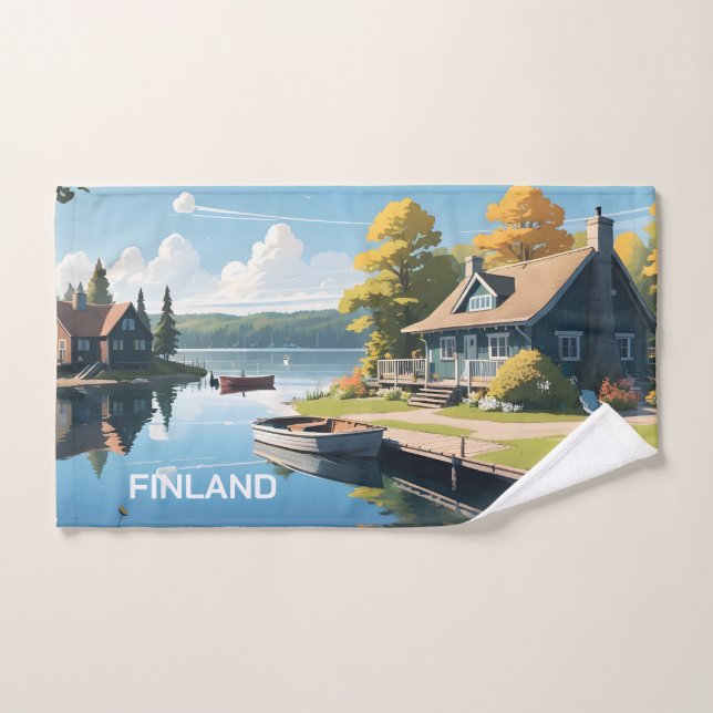 Finland Nature Illustration Hand Towel (Hand Towel)