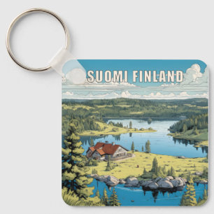 Finland Nature Illustration Key Ring