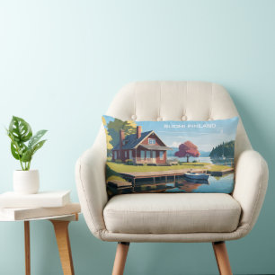Finland Nature Illustration Lumbar Cushion