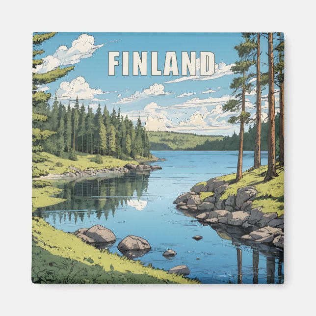 Finland Nature Illustration Magnet (Front)