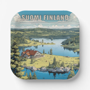 Finland Nature Illustration Paper Plate