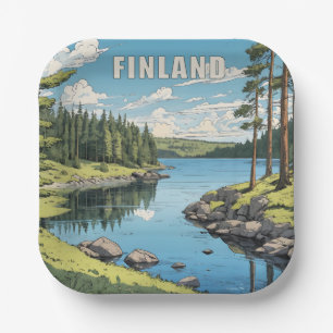 Finland Nature Illustration Paper Plate