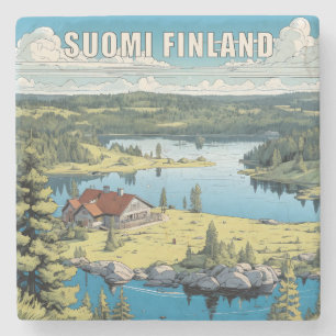Finland Nature Illustration Stone Coaster