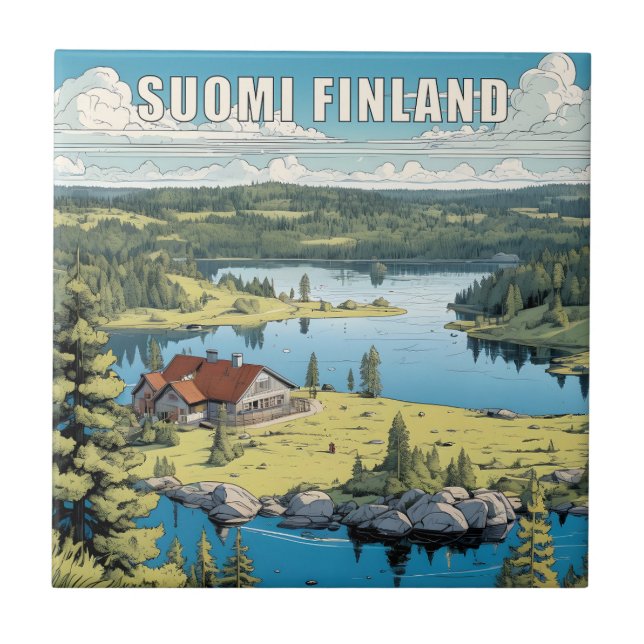 Finland Nature Illustration Tile (Front)