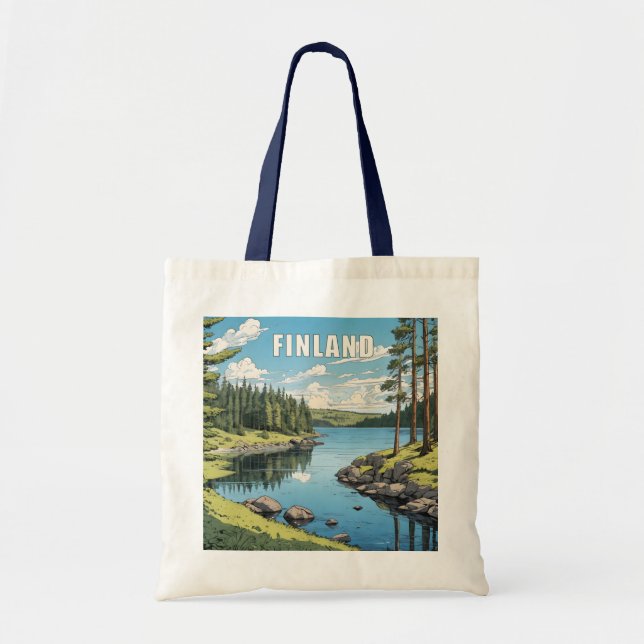 Finland Nature Illustration Tote Bag (Front)