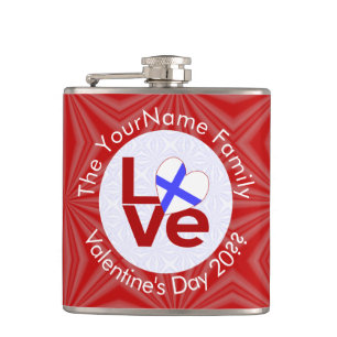 Finland Red LOVE Flag Personalised  Hip Flask