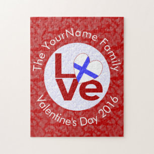 Finland Red LOVE Flag Personalised Jigsaw Puzzle
