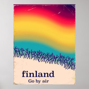 Finland retro vacation 'rainbow' poster print.
