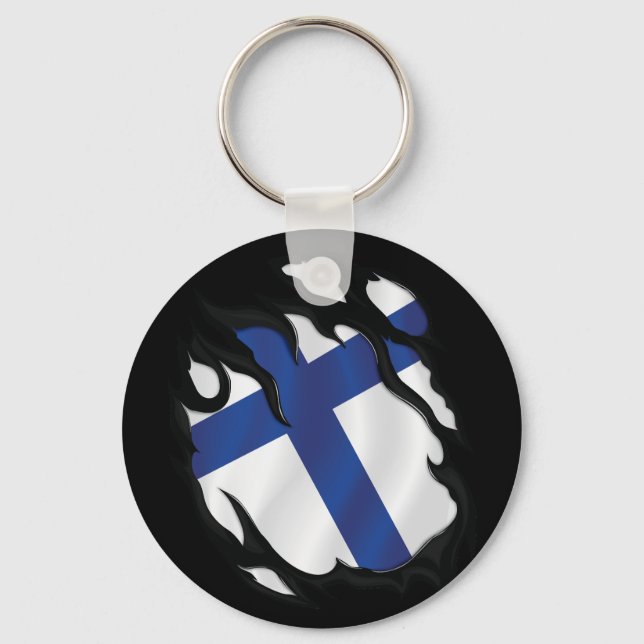 Finland Ripped Flag Key Ring (Front)