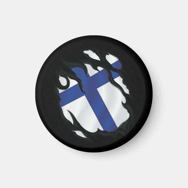 Finland Ripped Flag Magnet (Front)