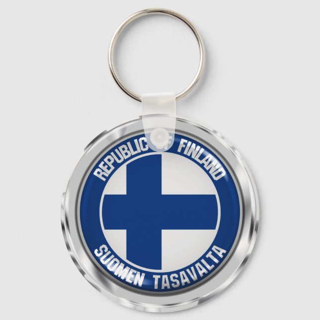 Finland Round Emblem Key Ring (Front)