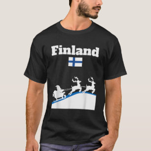 Finland Santa Claus sledge reindeers Finland flag T-Shirt