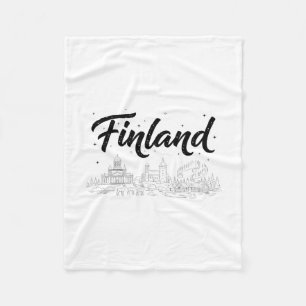 Finland Skyline Travel Vacation Outfits Fleece Blanket