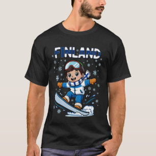 Finland Snowboard Kid Finland Ski Flag for Boys Ki T-Shirt