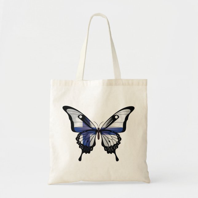 Finland Swallowtail Butterfly Flag Sticker Tote Bag (Front)