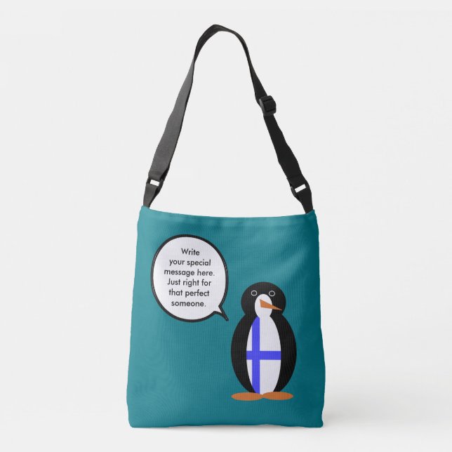Finland Talking Ms. Penguin Personalised  Crossbody Bag (Back)