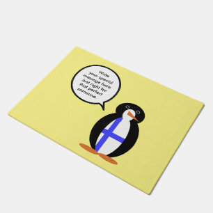 Finland Talking Ms. Penguin Personalised  Doormat