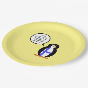 Finland Talking Ms. Penguin Personalised  Paper Plate