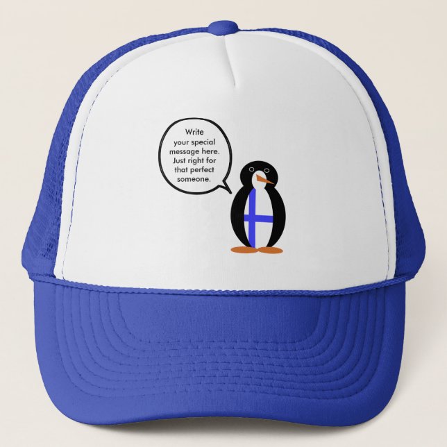 Finland Talking Ms. Penguin Personalised  Trucker Hat (Front)