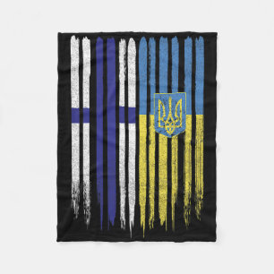 Finland Ukraine Finnish Ukrainian Flag  Fleece Blanket