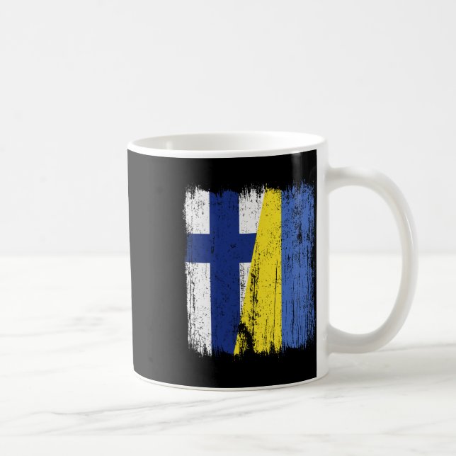 Finland Ukraine Half Flag Finnish Ukrainian Herita Coffee Mug (Right)