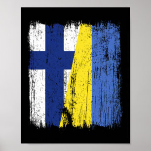 Finland Ukraine Half Flag Finnish Ukrainian Herita Poster
