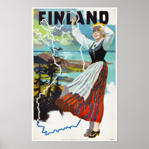 Finland Vintage Travel Poster Restored