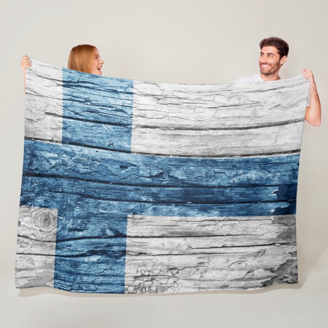 Finland wooden flag fleece blanket (In Situ)