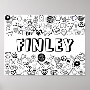 'FINLEY' Colour-it-Yourself Outline Design Poster