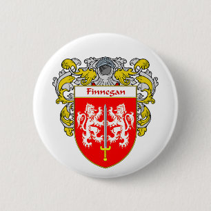 Finnegan Coat of Arms (Mantled) 6 Cm Round Badge