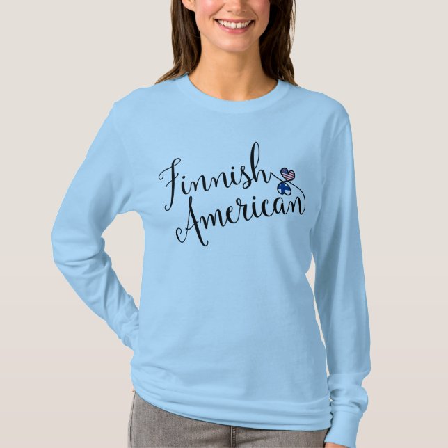 Finnish American Entwinted Hearts Tee Shirt (Front)