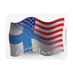 Finnish-American Waving Flag Magnet