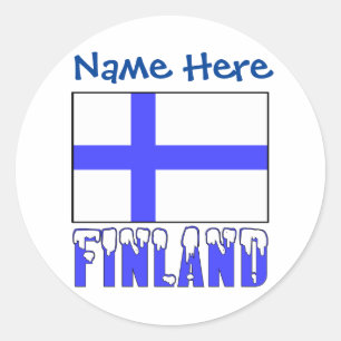 Finnish Flag and Finland Blue Personalisation  Classic Round Sticker